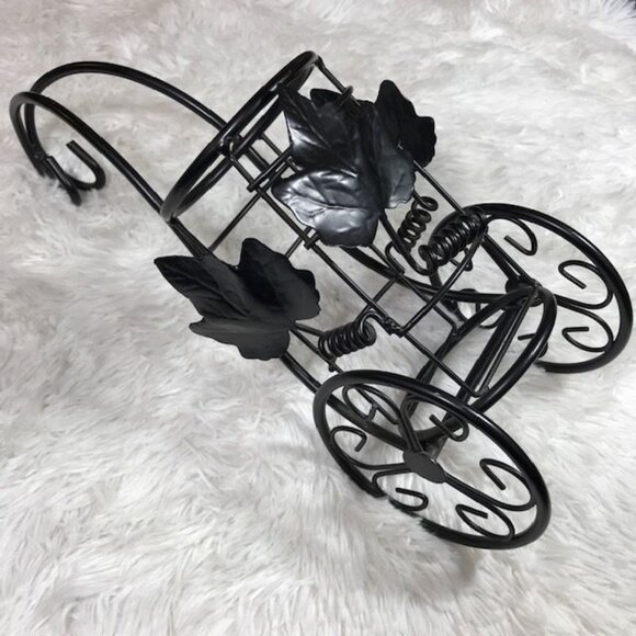 NWOT Black Metal Grapevine Scroll Wine Cart Display - Picture 3 of 9